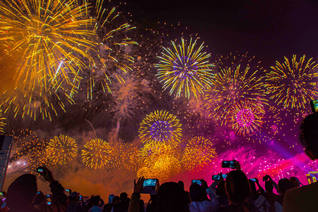 ver los fuegos artificiales en Dubai